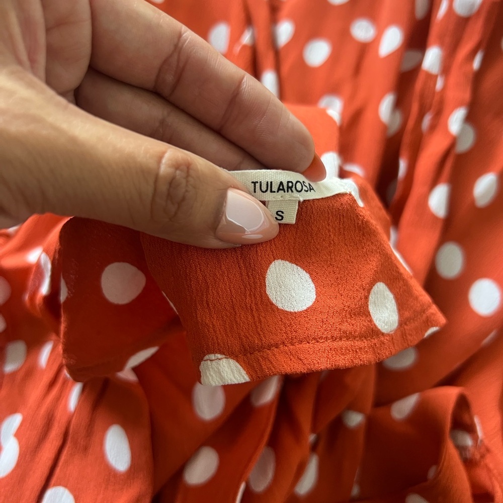 TULAROSA Sid Polka Dot Wrap Midi Dress Roselle - Picture 9 of 10